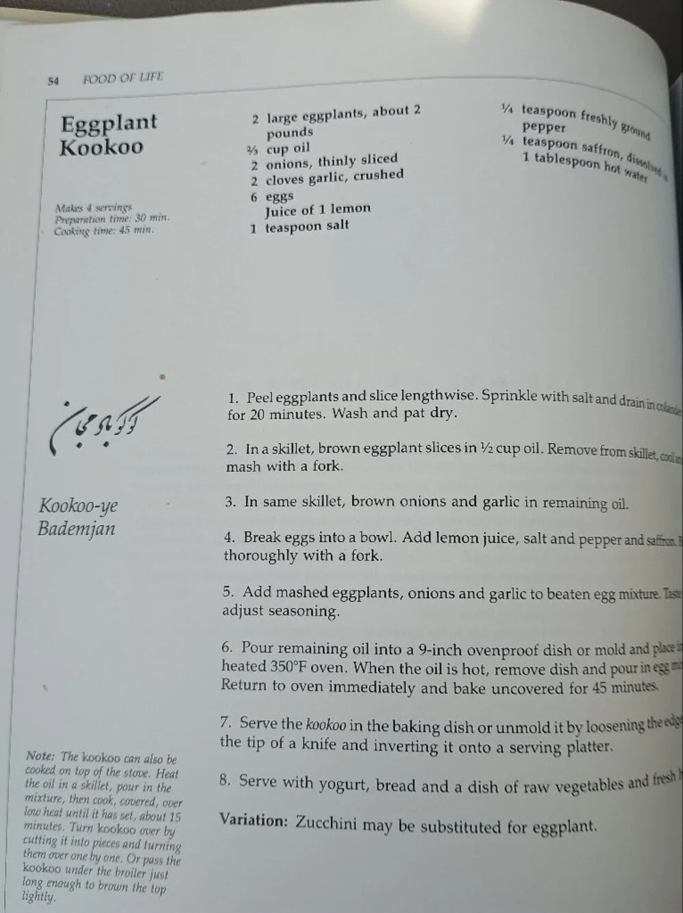 Food of life Persian cookbook